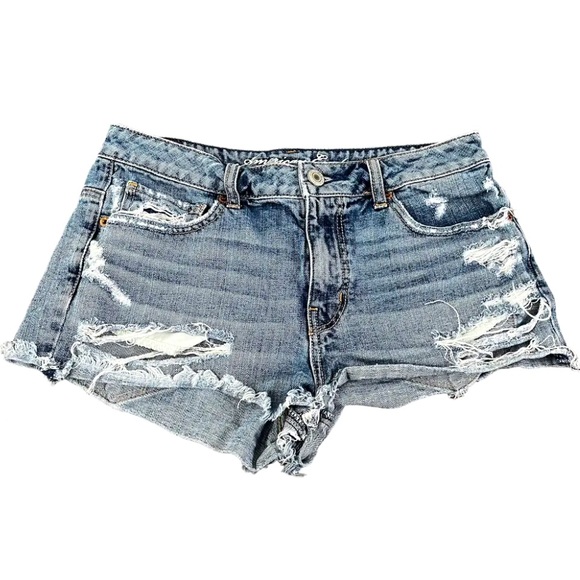 American Eagle Outfitters Pants - American Eagle Stretch Womens Size 8 Blue Denim Cut Off Jean Shorts